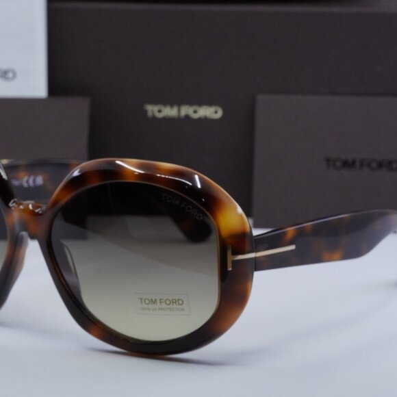 Tom Ford Georgia-02 FT1011 52B Round Sunglasses - Havana/Brown main image 9